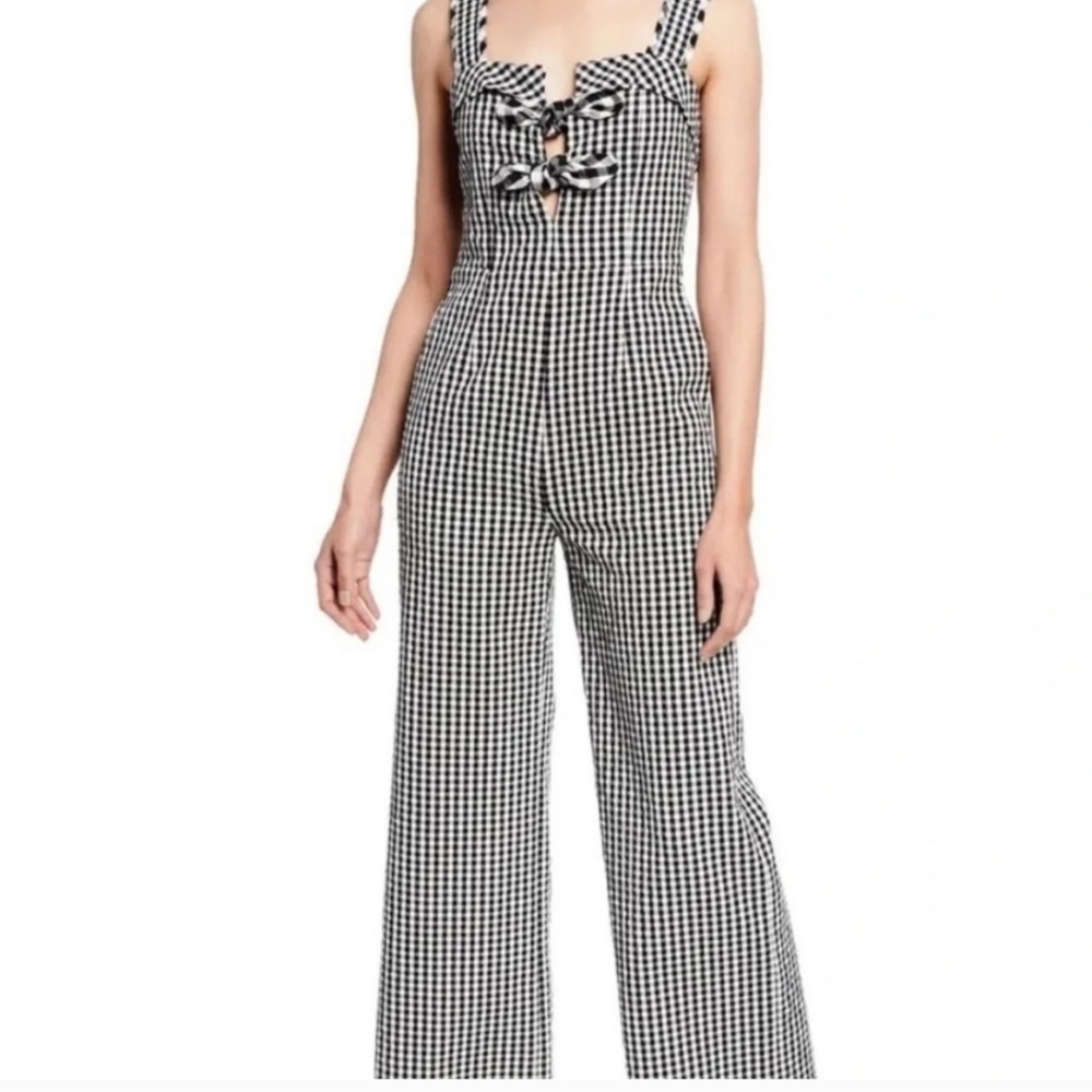 Tanya Taylor Rosalind Gingham Jumpsuit Size 0 Sleeveless With Side Pockets